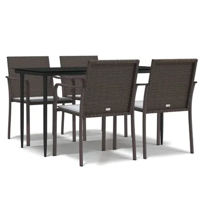 Image de vidaXL Ensemble de jardin 5 pièces avec coussins Poly rotin et acier