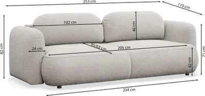 Obrázek produktu pro Selsey Tvoya - 3místná rozkládací pohovka s potahem bouclé, světle šedá