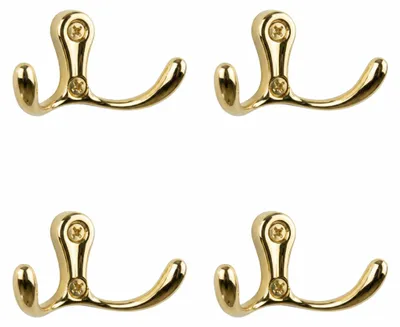 Productafbeelding van 4 wandhaken voor de badkamer, geschikt om te schroeven, van metaal, verguld