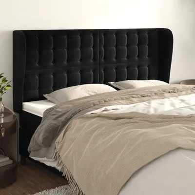 Produktbild von The Living Store Kopfteil mit Ohren Schwarz 163x23x118/128 cm Samt