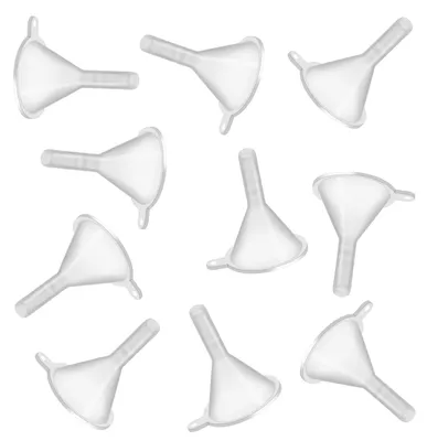 Produktbild von Mini-Trichter aus Kunststoff - 10 Stück Set zum Befüllen von Flaschen und Gläsern - für Flüssigkeiten und Pulver