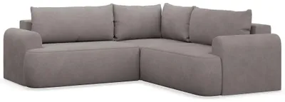 Produktbild von Ovo – L-Form Eckschlafsofa mit Bettkasten, graubraunVeloursstoff universell