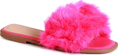 Produktbild von topschuhe24 2076 Damen Pantoletten Kunstfell Sandalen, Farbe:Pink, Größe:38 EU