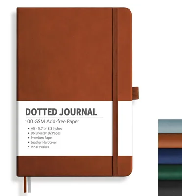 Produktbild von Notizbuch A5 Dotted Hardcover 192 Seiten 100g/m² Papier Braun