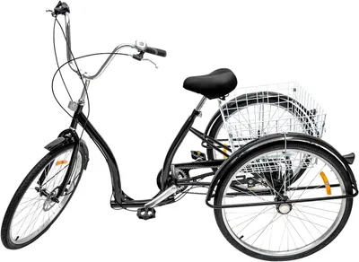 Produktbild von Famanu Dreirad für Erwachsene, 26 Zoll, 3-Rad, 6-Gang-Fahrrad, höhenverstellbar, mit Einkaufskorb