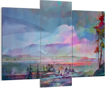 Produktbild von Bild auf Leinwand - Leinwandbild - Berge Baum Wasser - 130x100cm - Wand Bild - Wanddeko - Leinwanddruck - Bilder - Kunstdruck - Wanddekoration - Leinwand bilder - Wandkunst - CB130x100-3919