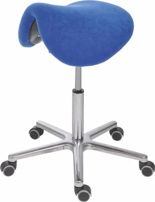 Produktbild von Sattelhocker Lexington mit Sitzneige | Sitzhöhe 53-72cm | Ø 61cm | Tragfähigkeit 110kg | Polstersitze | Aluminium-Fußkreuz mit Rollen | Blau