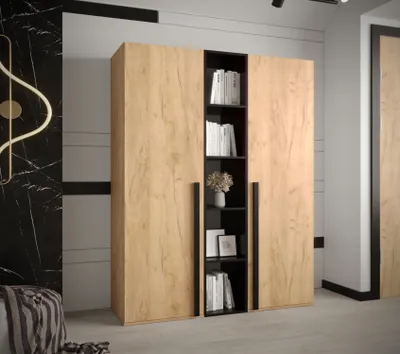 Produktbild von Schränke mit Regal für den Flur HARRISON 1 – Eiche Gold, Schwarz