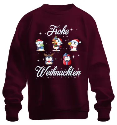 Produktbild von Frohe Weihnachten Pinguine Geschenke - Weihnachten Sweatshirt Pullover, Burgundy, XXL