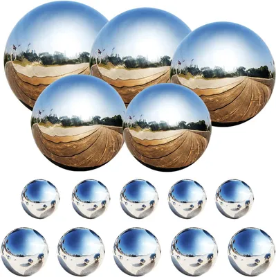 Produktbild von 15er-Pack Gartenbälle aus Edelstahl, schwimmende Poolbälle, 25–120 mm, für Haus, Garten, Dekoration, Party