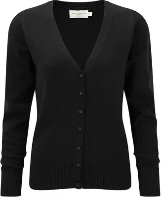 Produktbild von Russel Europe Ladies V-Neck Knitted Damen Cardigan, Größe:XXS, Farbe:Schwarz