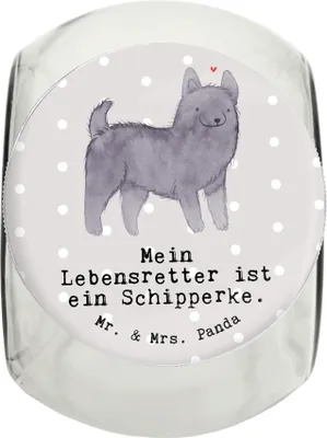 Produktbild von Mr. & Mrs. Panda Dose Schipperke Lebensretter XL 2000ml - Grau Pastell - Geschenk, aufbewahrungsglas, Dekoglas, Vorratsglas, Vorratsbehälter, Keksdose