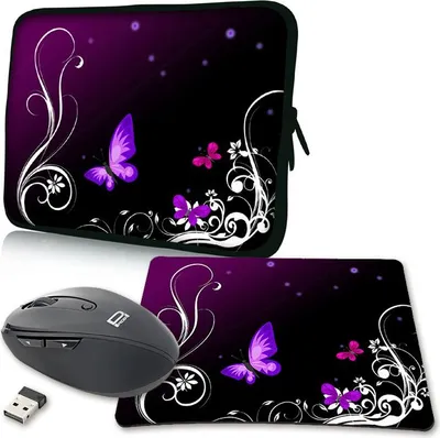 Produktbild von PEDEA Design Tasche 10, Maus + Pad, purple butterf