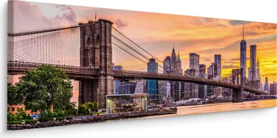 Obrázek produktu pro Muralo Panoramatický obraz Plátno New York Architektura Mrakodrap Most 3D Š. 145 cm x V. 45 cm