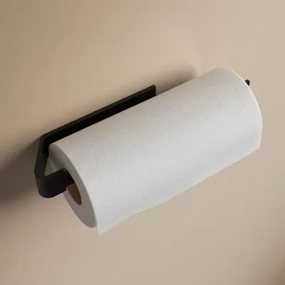 Image de Porte-rouleau de papier sans perçage | Porte-rouleau mural | Porte-rouleau adhésif | Rangement et organisation de cuisine | Porte-rouleau Zewa noir
