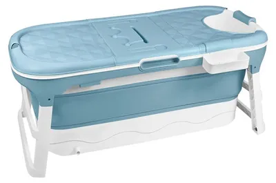 Obrázek produktu pro Skládací vana pro dospělé – extra velká, rozměry 128x62x52 cm – s víkem a úložným prostorem