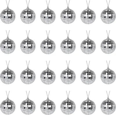 24 Spiegel-Disco-Kugeln, 3 cm, silber, für Party-Deko