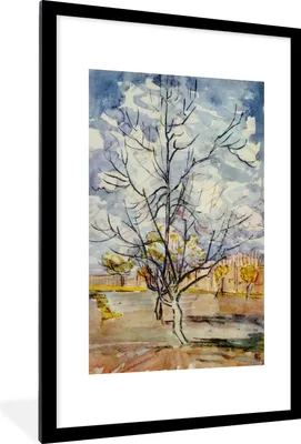 Produktbild von MuchoWow® MuchoWow® Gerahmtes Poster Rosa Pfirsichbäume - Vincent van Gogh 60x90 cm - Poster mit zchwarzem Bilderrahmen - Dekoration - Wandposter Wohnzimmer - Hochwertig