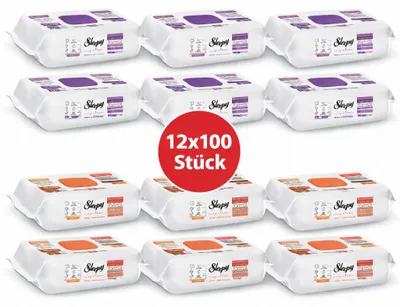 Produktbild von Sleepy Easy Clean Oberflächenreinigungstücher – 6x100 Orchidee + 6x100 Orange | Schreibtisch Reinigung