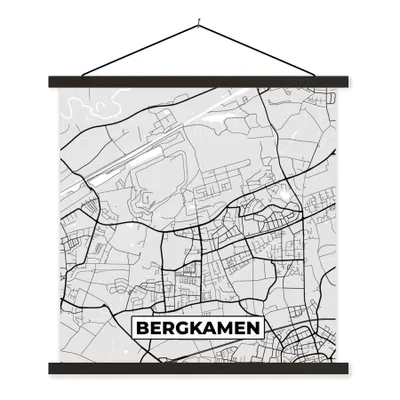 Produktbild von MuchoWow® Textilposter Stadtplan - Karte von Bergkamen - Deutschland - Karte 60x60 cm mit schwarzem Rahmen - Posteraufhänger