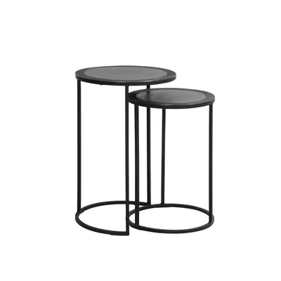 Produktbild von Light & Living Beistelltisch Set von 2 Talca Blei Antikkante - Ø35x51 + Ø40x60 cm