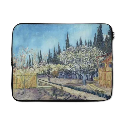 Produktbild von MuchoWow® Laptop Hülle 17 Zoll Laptoptasche Obstgarten vor Zypressen - Vincent van Gogh - Zipper - Schutzabdeckung