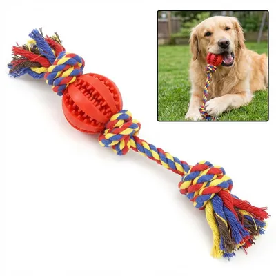Produktbild von Robustes Hundespielzeug Baumwollseil mit Snackball Zahnpflege Tau 40cm