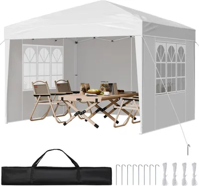 Produktbild von Faltpavillon 2,95x2,95x2,63m - Partyzelt Weiß - Gartenzelt - Festzelt - vielseitiger Pavillon für Veranstaltungen und Feiern