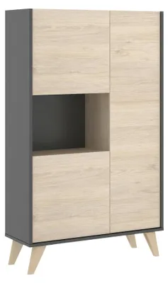 Imagen del producto de Armario alto con 3 puertas, mueble de almacenamiento moderno para el salón, 81x43x135 cm