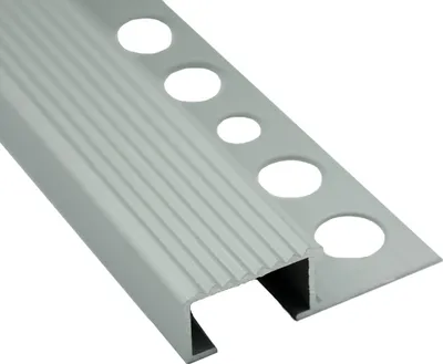 Produktbild von Alu Stufenprofil Fliesenschiene Profil Treppe Schiene matt L90cm H10mm silber
