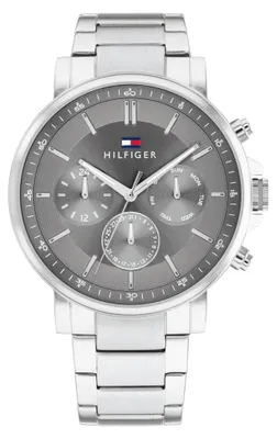 Produktbild von Tommy Hilfiger Multi Zifferblatt Quarz Uhr für Herren mit Silbernes Edelstahlarm