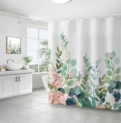 Zdjęcie produktu dla Zielona zasłona prysznicowa 240 x 200 cm, wodoodporna