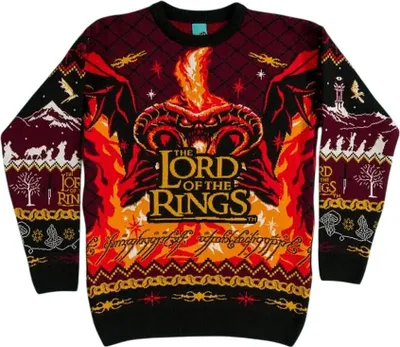 Image de Lord Of The Rings - "One Ring To Rule Them All" Pull unie pour homme/femme, design de Noël TT1014 (M) (Rouge vin/noir/orange)