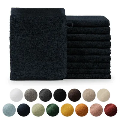 Produktbild von Blumtal Premium Frottier Handtücher Set mit Aufhängschlaufen - Baumwolle  , weich, saugstark - 10x Waschlappen (15x20 cm), Dunkelblau