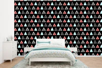 Produktbild von MuchoWow® Fototapete für Wohnzimmer oder Schlafzimmer Wandtapete Vinyl Motivtapete Jungen - Design - Dreieck - 350x260 cm - Wohnzimmer-Tapete