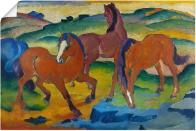 Produktbild von Franz Marc: Die roten Pferde (Weidende Pferde IV.). 1911, Produkt:Poster, Größe (HxB):40x60 cm / Poster
