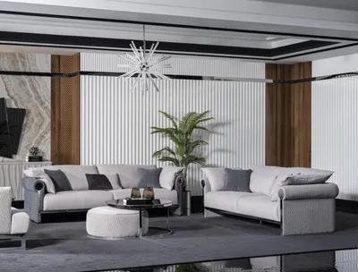 Produktbild von Grau Textil-Sofagarnitur 4+3 Sitzer modern Wohnzimmer Set