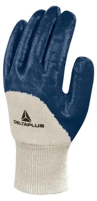 Image de Gant de travail NI150 en coton enduit nitrile blanc/bleu T7 - NI15007