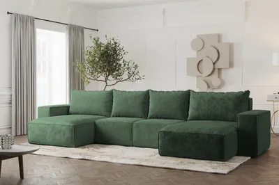 Produktbild von Wohnlandschaft U-Form Sofa ESTELLE in Stoff Abriamo Grün