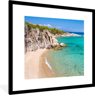 Produktbild von MuchoWow® Gerahmtes Poster Meer - Strand - Sommer 40x40 cm - Poster mit Schwarzem Bilderrahmen Wandposter Rahmen Foto Bilder - Poster - Plakat im Rahmen