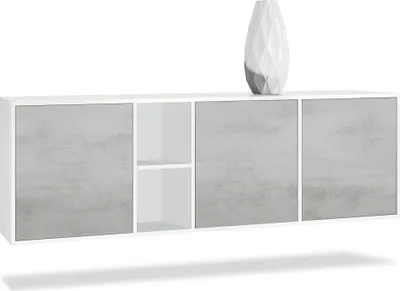 Produktbild von Vladon Kommode Cuba,  Germany, Weiß matt/Beton Oxid Optik - Modernes Sideboard für Ihr Wohnbereich - (BxHxT) 182x53x35 cm