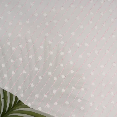 Imagen del producto de Popelina de algodón, 130 cm de ancho, con rayas rosas y blancas, certificado