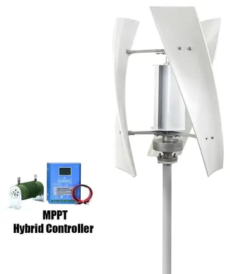 Image de Générateur éolien 3000W - Kit de turbine à axe vertical - Régulateur de charge hybride 48V - Sortie AC 12V 24V - Onduleur 220V - Fonctionnement silencieux
