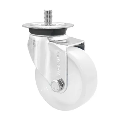 Zdjęcie produktu dla Zestaw kołowy skrętny WAGNER - Ø 75 mm, stal ocynkowana, biały, płytka z gwintem M10x17, nośność 60 kg - 03208101