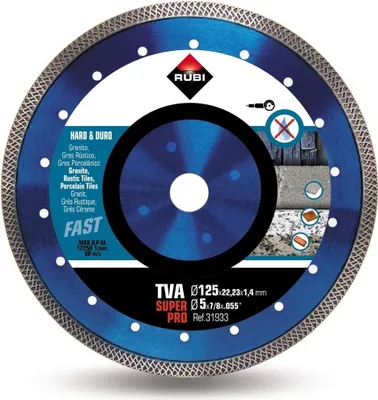 Immagine prodotto di RUBI Rubi 31933 TVA 125 SUPERPRO Turbo Viper Diamond Saw Blade for hard materials 125 x 22.23 mm | Rubi