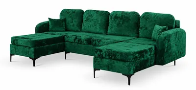 Productafbeelding van ANMIL Hoekbank VENTO, U-vorm, 294 x 96 x 172 cm, groen, stof EUREKA, slaapbank met bedfunctie