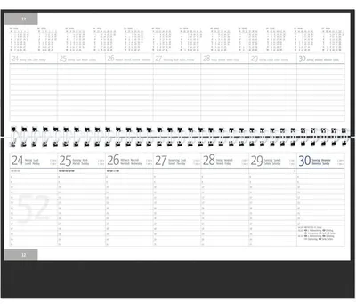 Produktbild von Schreibtischquerkalender 1 Woche auf 2 Seiten grau Kalendarium 2027