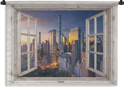 Produktbild von MuchoWow® Wandteppich Wandbehang Ansicht - New York - Architektur 150x112 cm Tapisserie Dekoration Wandtuch - Wanddecke - Wandteppiche