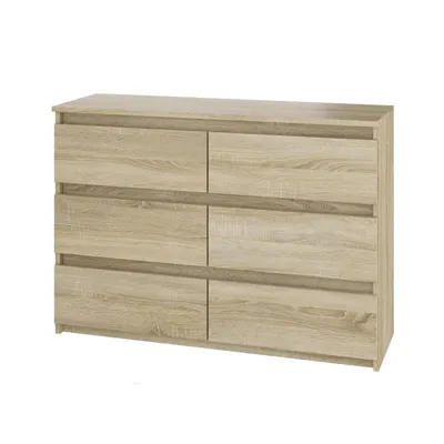 Produktbild von YUMEBLY | Kommode mit 6 Schubladen 100x33x71cm – großer Schubladenschrank für Schlafzimmer, Wohnzimmer, Büro & Kinderzimmer | Sonoma