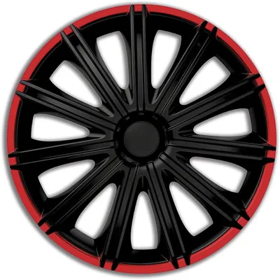 Obrázok produktu pre Sada krytov kolies 14 palcov, 4 kusy, čierna červená, ABS plast, pre